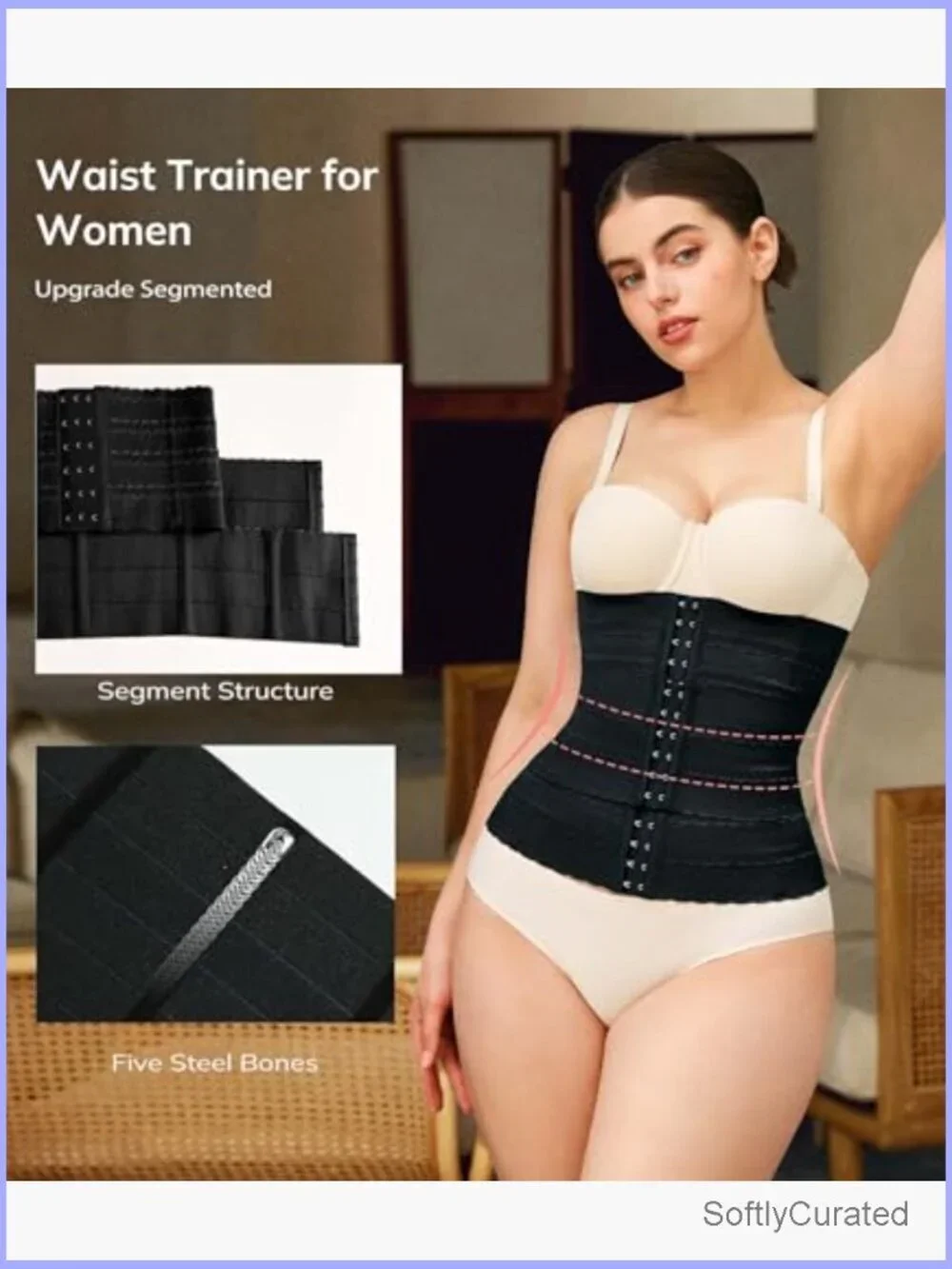 Segmented Waist Trainer with Hook & Eye Closure Tummy Control Shapewear